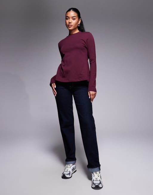 ASOS DESIGN – Longline-Oberteil in Burgunderrot mit offenem Bindedetail auf der Rückseite, 4 von 4