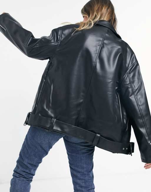 Leather jacket clearance longline