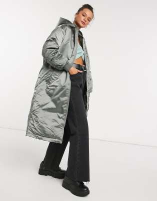 longline hooded puffer coat