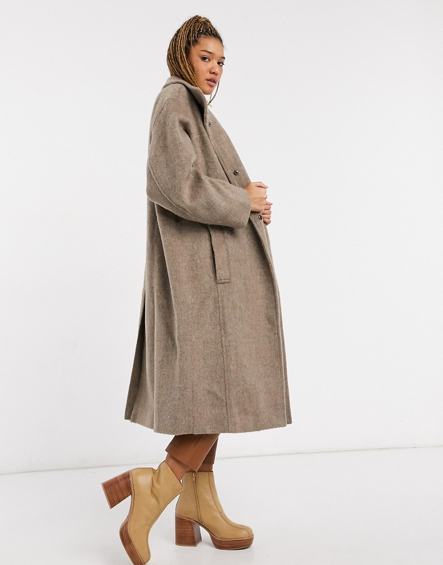 ASOS DESIGN longline oversized maxi coat in gray-Grey