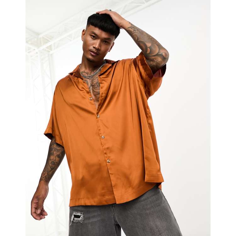 copper dress shirt VKWEAR Men's Classic Fit Long Sleeve Button Down Dress Shirt Copper 2XL