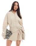 [ASOS DESIGN] ASOS DESIGN longline oversized shirt in camel-Neutral M Camel