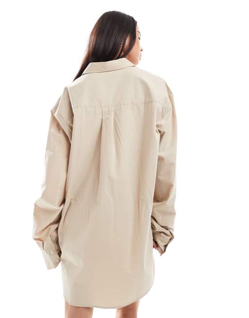 ASOS DESIGN longline oversized shirt in camel
