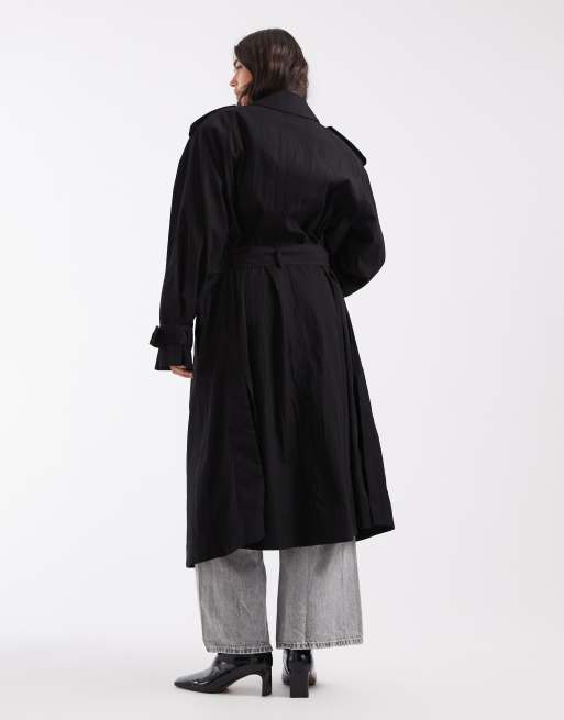 ASOS DESIGN longline oversized trench coat in black, 4 of 4
