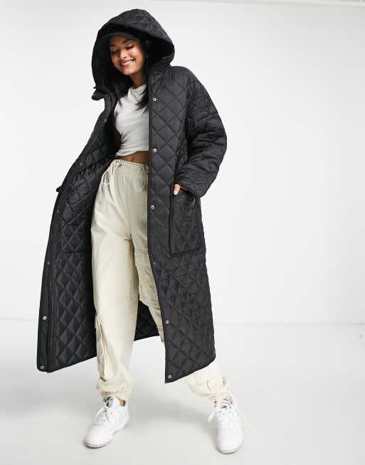 ASOS DESIGN longline padded coat in black