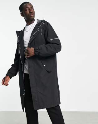 ASOS DESIGN longline parka coat in black - ASOS Price Checker