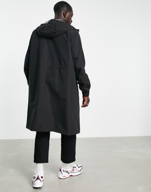 ASOS DESIGN longline parka coat in black, 2 of 4
