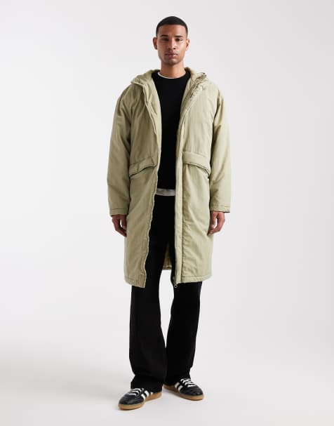 ASOS DESIGN longline parka jacket in green - view 1