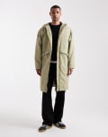 [ASOS DESIGN] ASOS DESIGN longline parka jacket in green XS GREEN