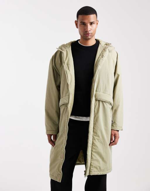 ASOS DESIGN longline parka jacket in green, 3 of 5