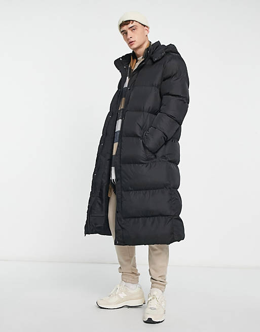 ASOS DESIGN longline puffer coat in black | ASOS