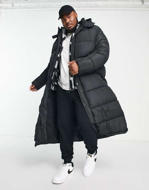 ASOS DESIGN longline puffer coat in black