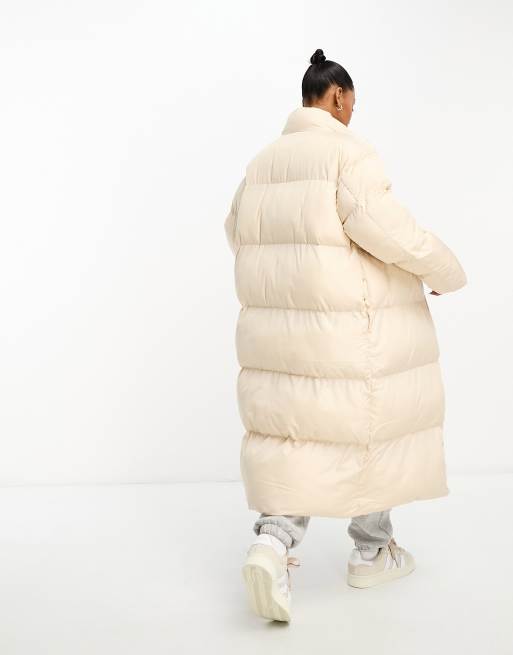 Warming Up - Beige Padded Longline Oversized Puffer Coat – DLSB