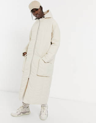 longline beige puffer coat