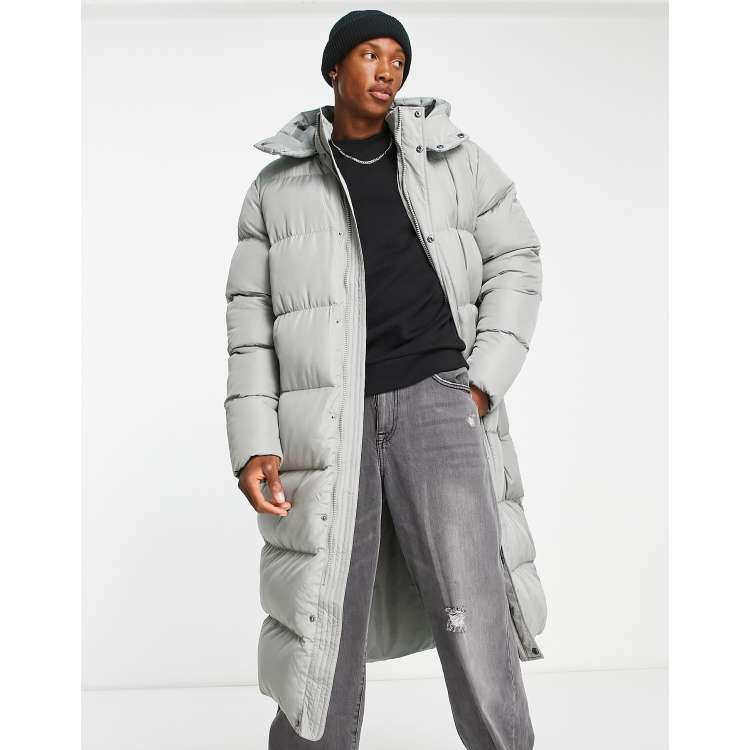 Grey longline padded clearance coat