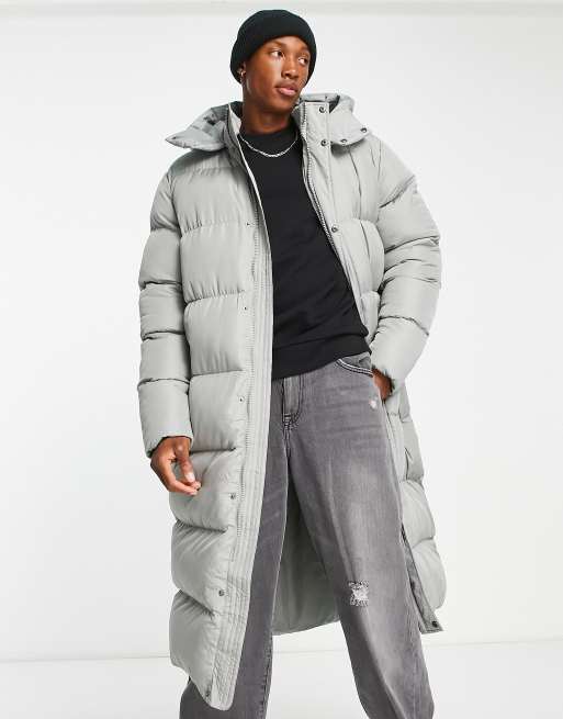 ASOS DESIGN longline puffer coat in grey ASOS