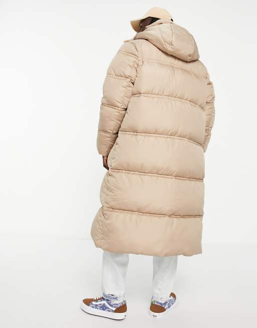 ASOS DESIGN longline puffer coat in stone