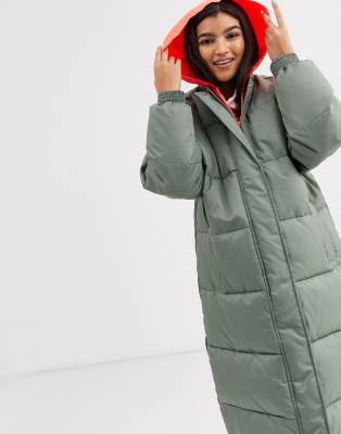 sage longline padded oversized puffer coat