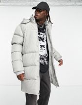 ASOS DESIGN puffer jacket with detachable hood in grey | ASOS