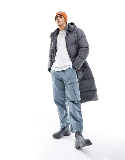 Grey puffer coat with hood new arrivals