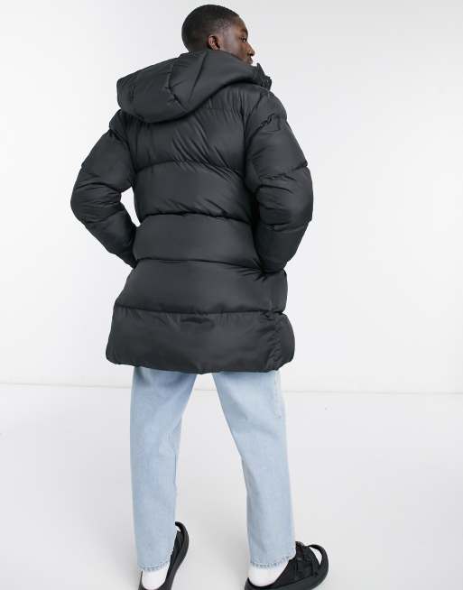 Asos design sustainable longline 2024 puffer jacket in black