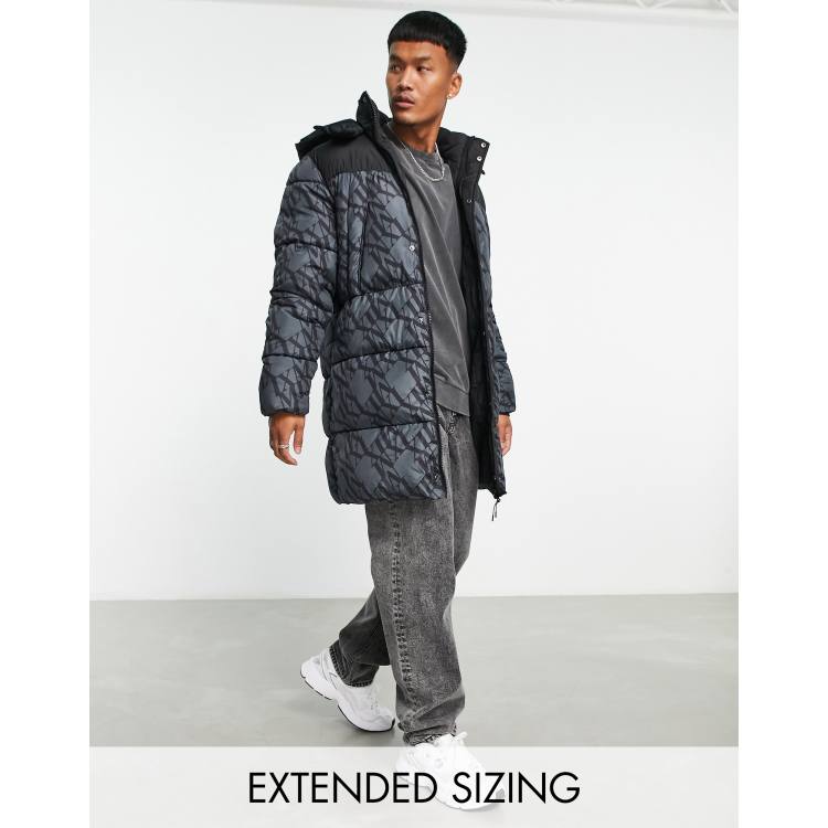 ASOS LUXE wrap puffer jacket in monogram print