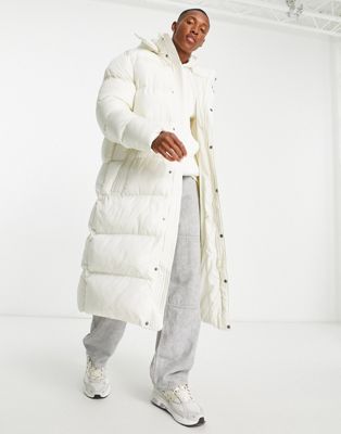 ASOS DESIGN longline puffer jacket in ecru