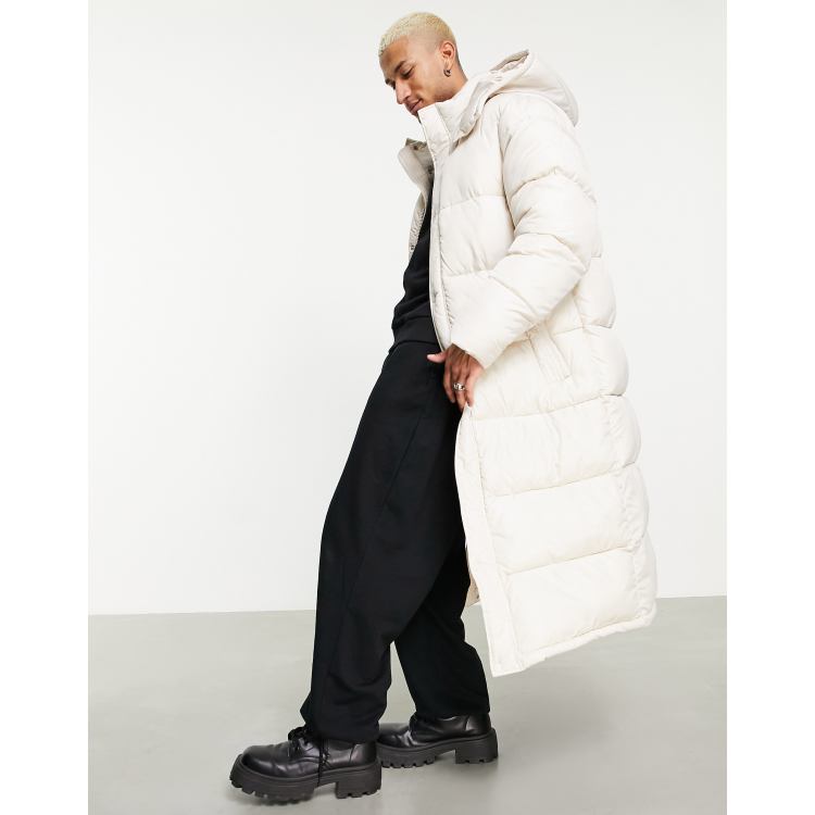 ASOS DESIGN longline puffer vest in stone