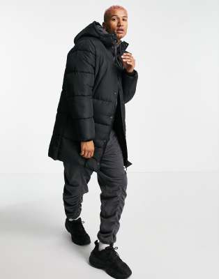 Mens longline puffer hot sale coat