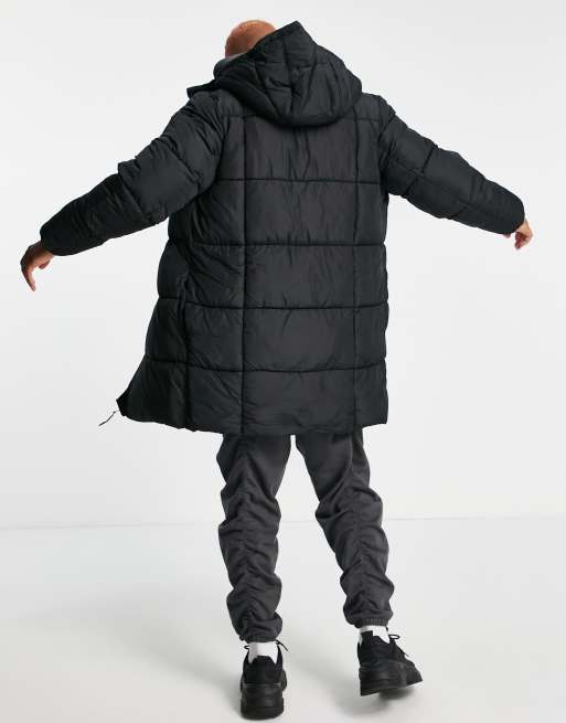 Asos design sustainable longline puffer jacket in discount black