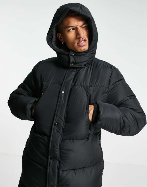 ASOS DESIGN puffer jacket with detachable hood in grey