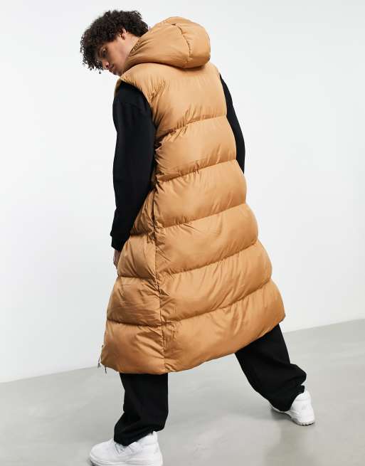 Maxi padded vest with wadding - Camel