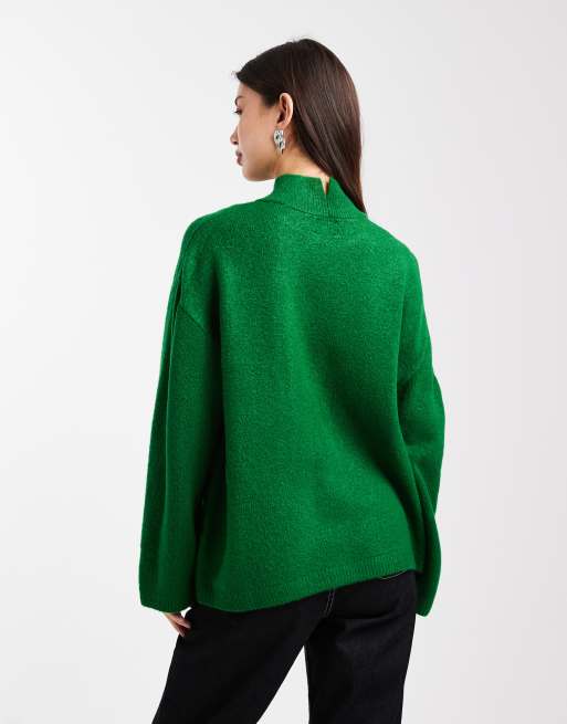 ASOS DESIGN – Longline-Pullover in leuchtendem Grün mit Stehkragen, 4 von 4
