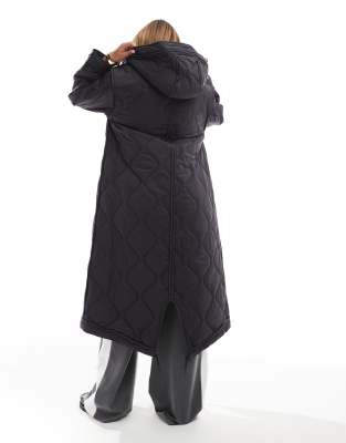 未使用タグ付き　Madison Quilted Long Coat Amazon.com: Women's Long Quilted Coat Maxi Length Long