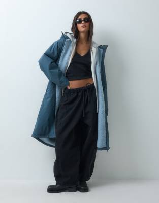 Asos Design Longline Rain Coat In Green
