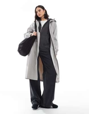 ASOS DESIGN LONGLINE RAIN COAT WITH CONTRAST TRIM 