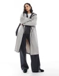 [ASOS DESIGN] ASOS DESIGN longline rain coat with contrast trims in grey M Grey