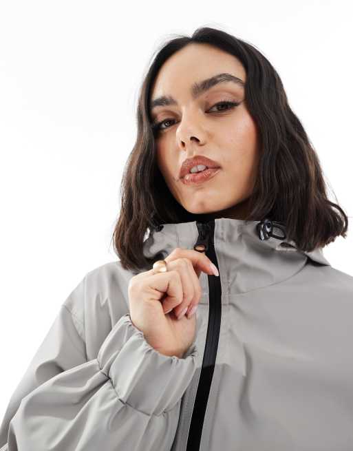 ASOS DESIGN – Longline-Regenmantel in Grau mit Kontrastbesatz, 3 von 4