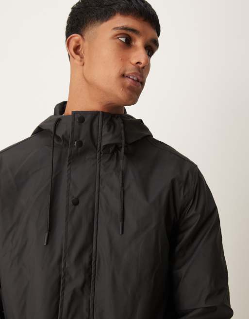 ASOS DESIGN longline rubberised windbreaker jacket in black ASOS