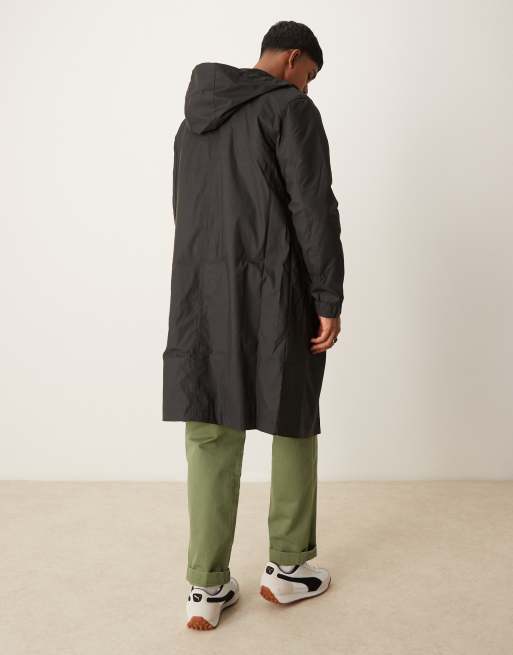 ASOS DESIGN longline rubberised windbreaker jacket in black ASOS