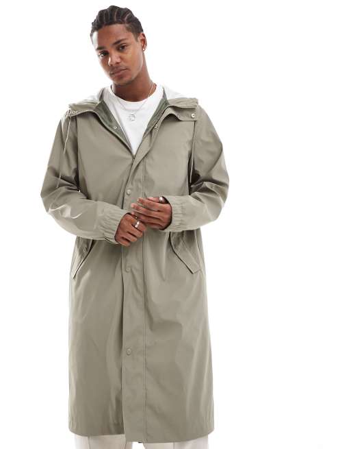 ASOS DESIGN longline rubberised windbreaker jacket in mushroom, 3 of 4