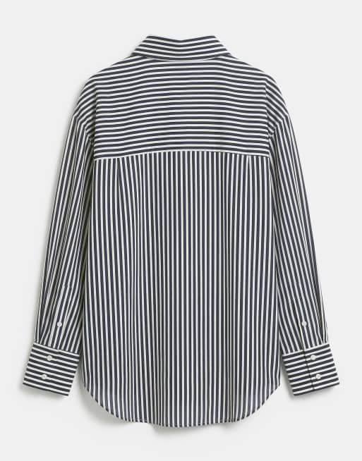 ASOS DESIGN – Longline-Satinhemd mit Nadelstreifen, Kombiteil, 6 von 7