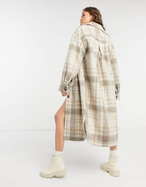 ASOS DESIGN longline shacket in check, 2 of 4