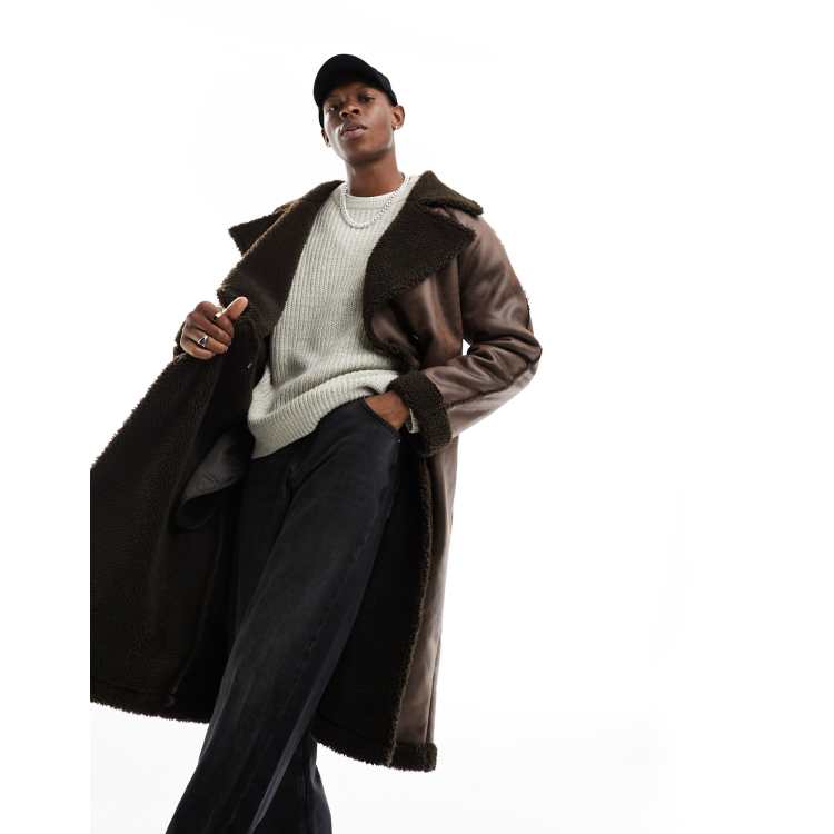 Mens sheepskin hot sale coat asos