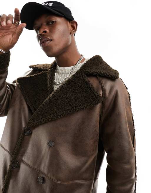 Mens sheepskin sale coat asos