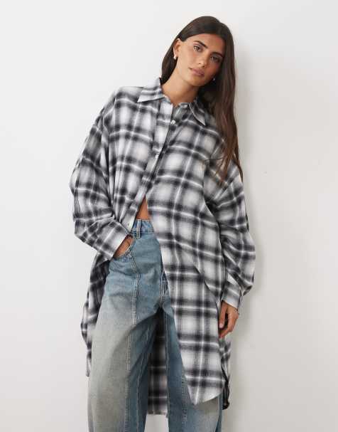 ASOS DESIGN longline shirt in check - view 1