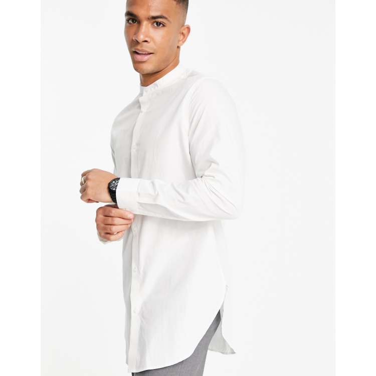 Knotted Collar Long-Sleeved Shirt - Luxury White