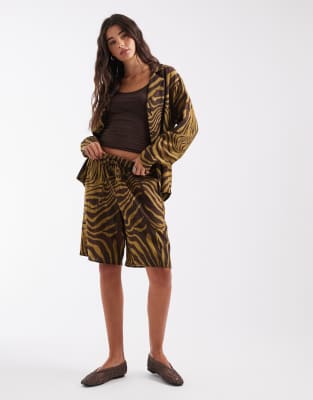 Asos Design Longline Shorts Co-ord-multi In Multi