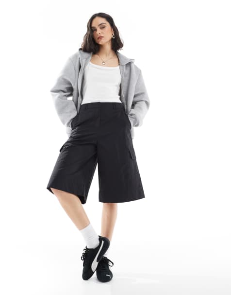 ASOS DESIGN longline shorts in black - view 1