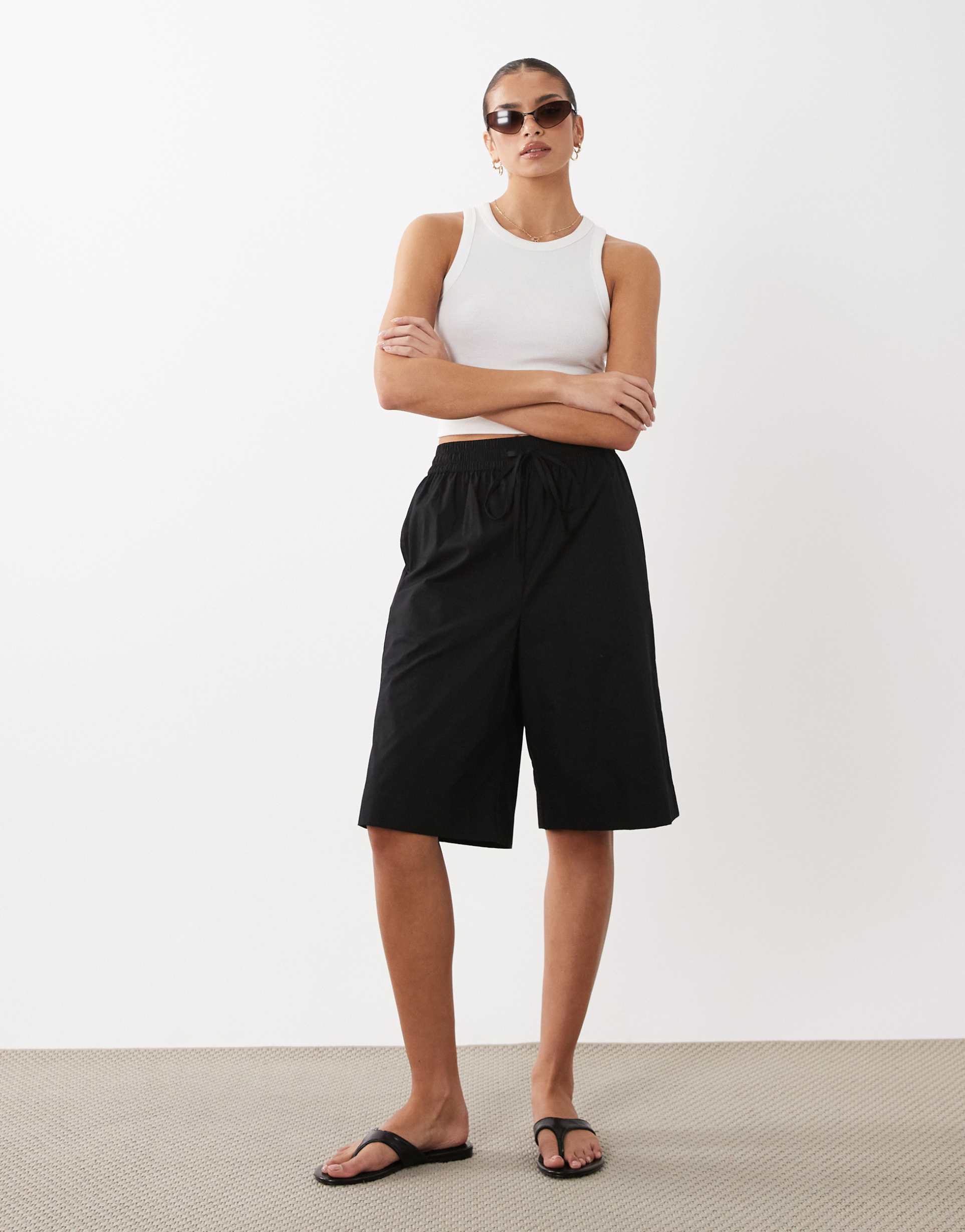 asos design longline shorts in black